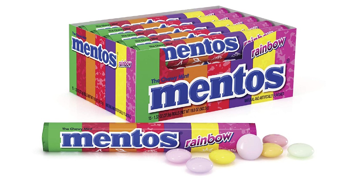 Mentos Chewy Mint Candy Roll Rainbow 15-Pk ONLY $4.73 