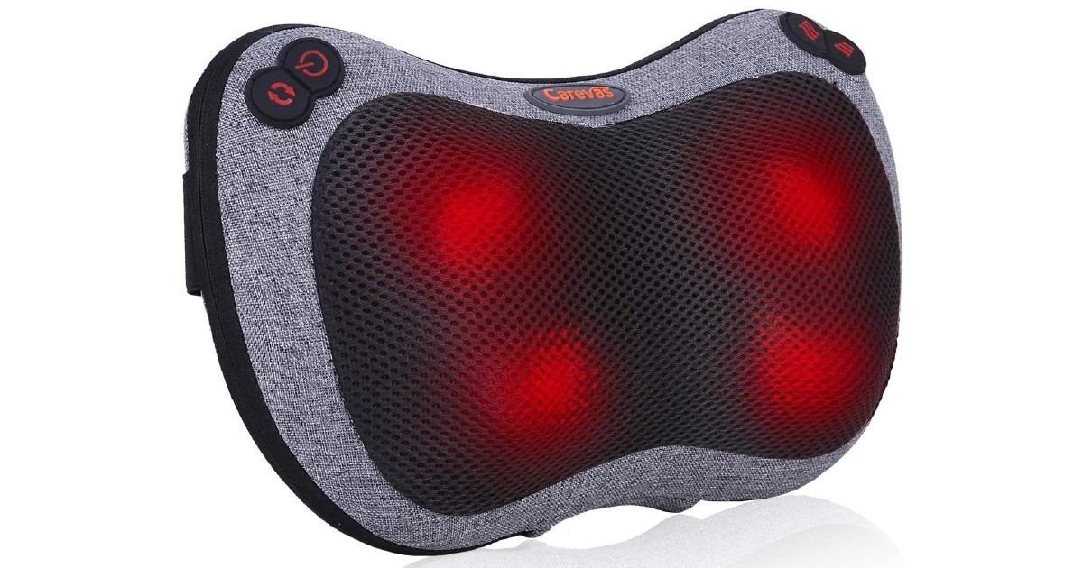Portable Heated Massage Pillow at Amazon