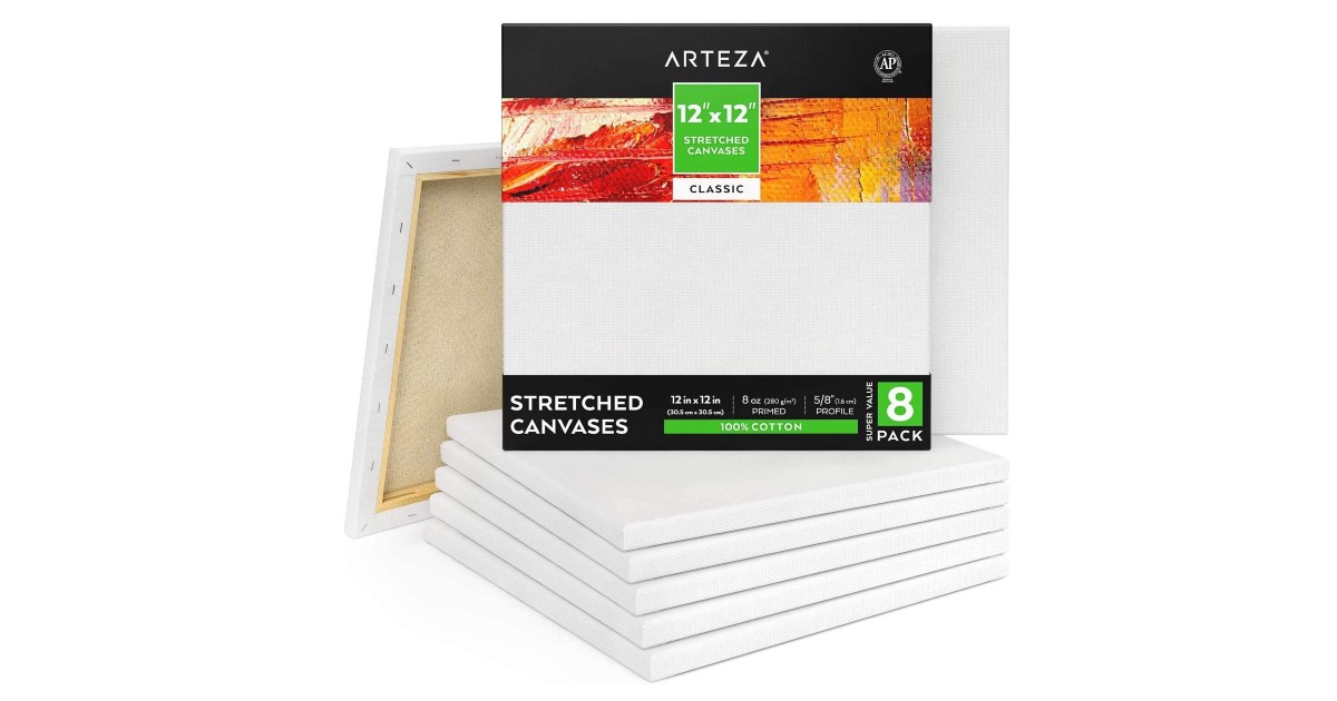 Arteza 12x12 Inch Stretched Canvas 8Pack ONLY 15.99 (Reg. 28) Daily Deals & Coupons