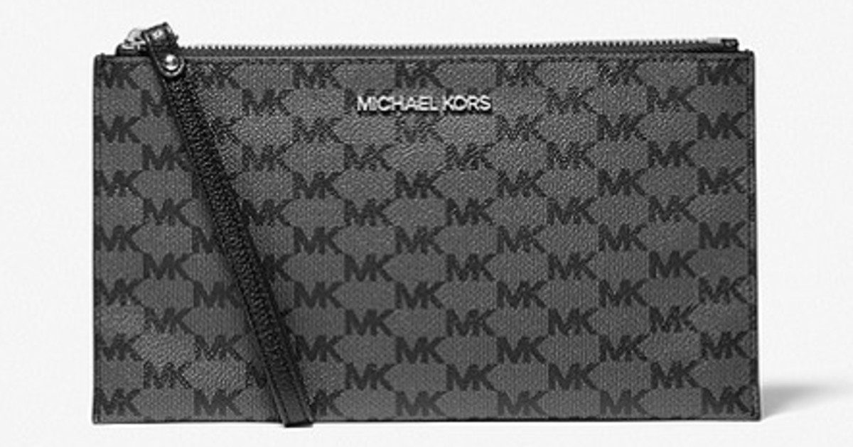 michael michael kors jet set logo coated canvas pouch