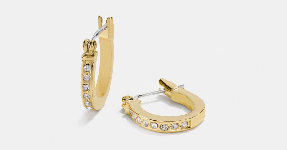 Coach Pave Signature Huggie Earrings ONLY $27.30 (Reg. $78)