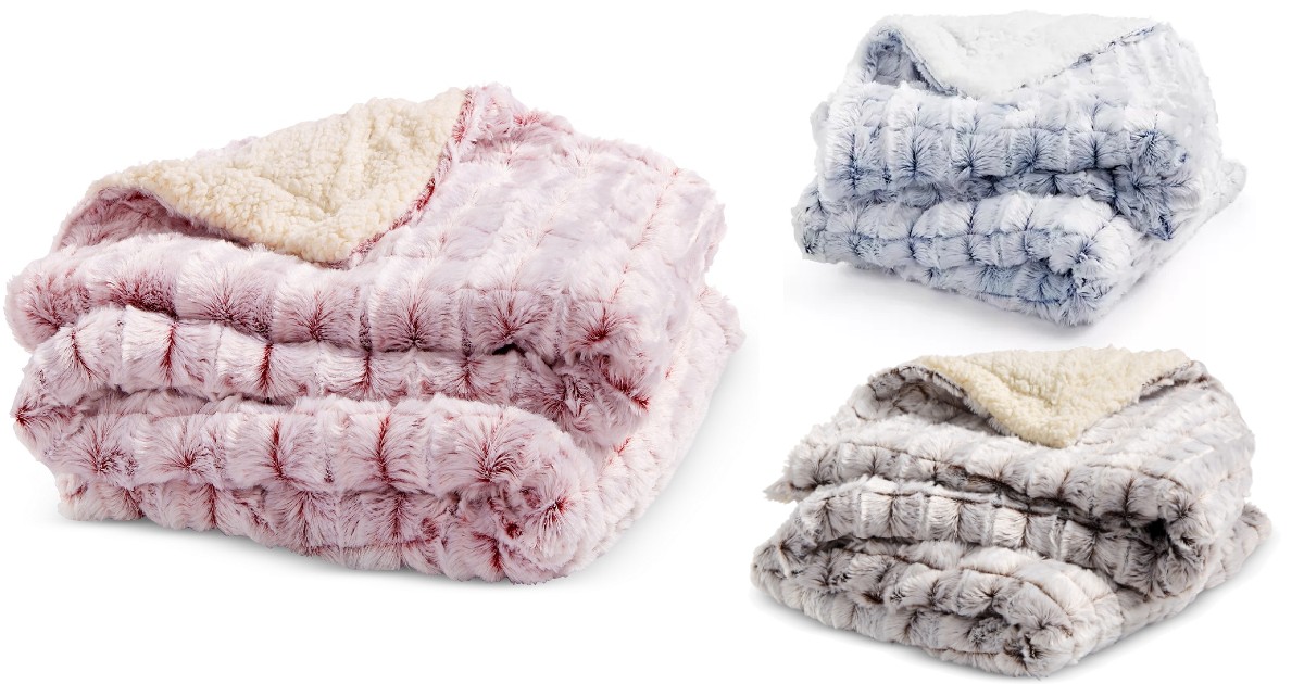 Reversible Micromink Faux-Sherpa Throw 