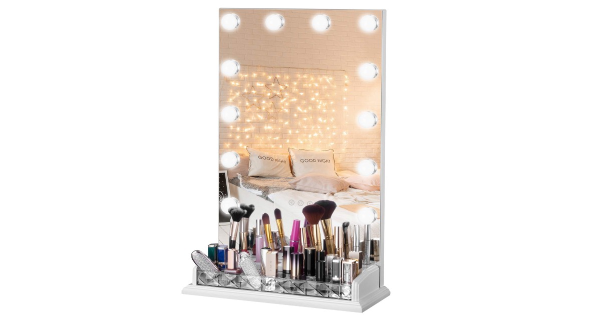 Lighted Vanity Mirror with Shelf at Amazon