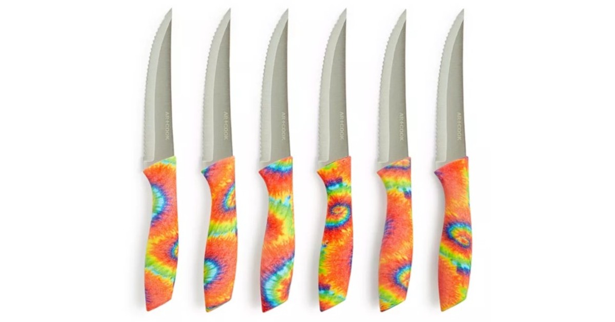 Art & Cook Steak Knives w/ Tie-Dye Handles