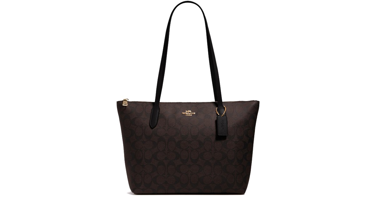 Coach Zip Top Tote In Signature Canvas 