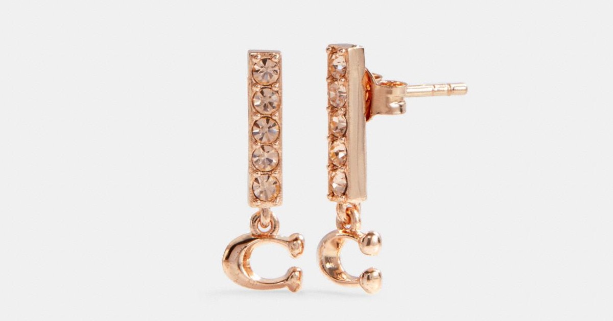 Coach Signature Pave Bar Stud Earrings ONLY $27.20 (Reg. $68)