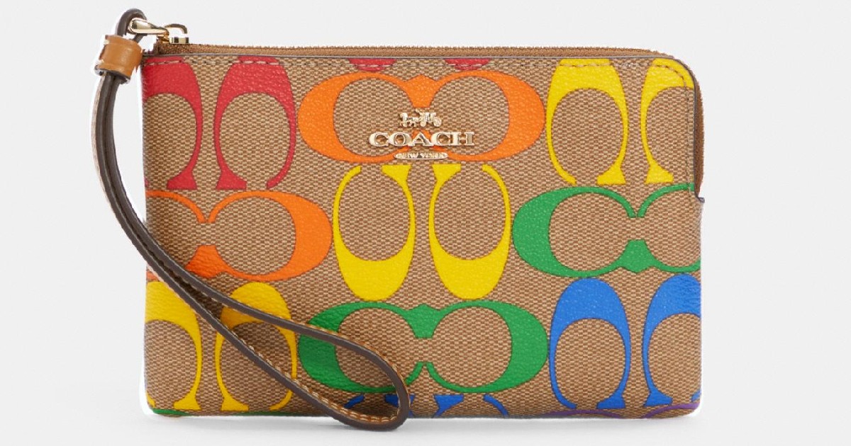 Coach Wristlet In Rainbow Signature Canvas ONLY 39 (Reg. 78) Daily