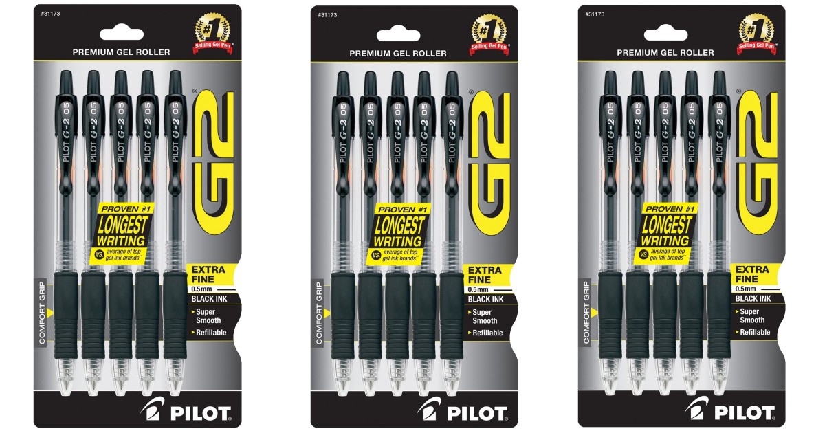 Pilot G2 Gel Pens 5-Pack at Amazon