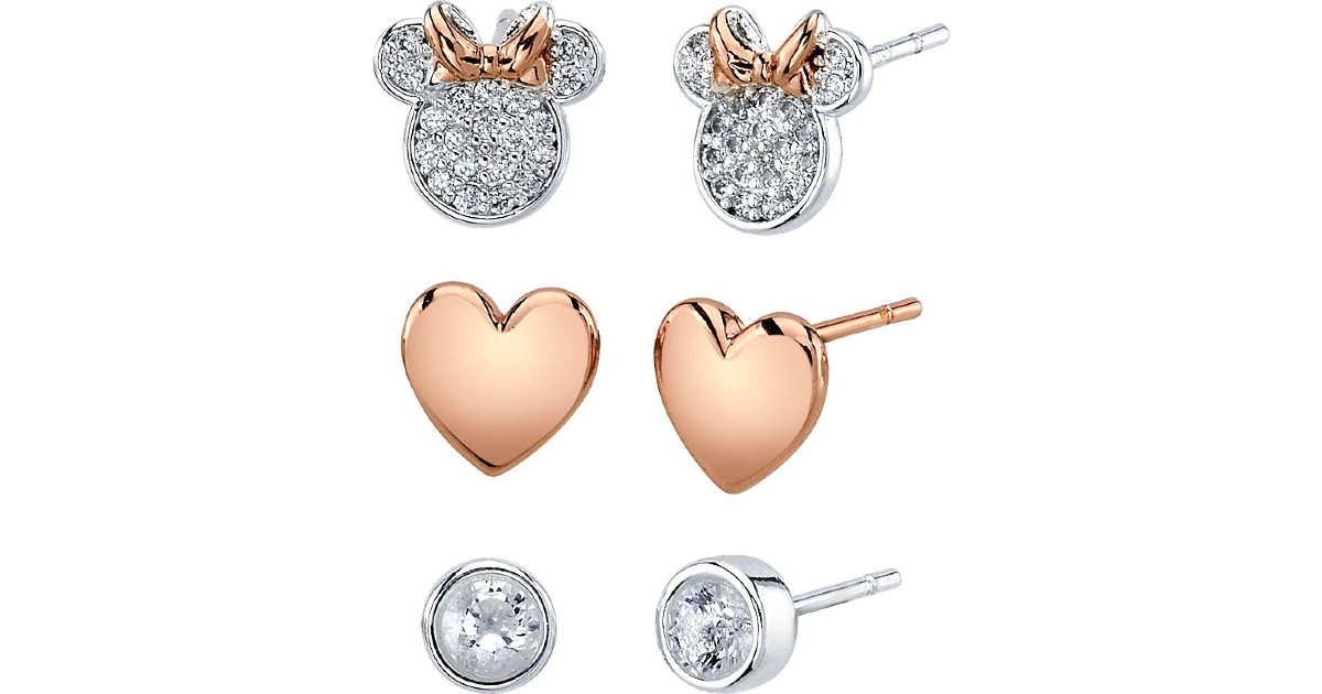 Cubic Zirconia Minnie Mouse Earring Set