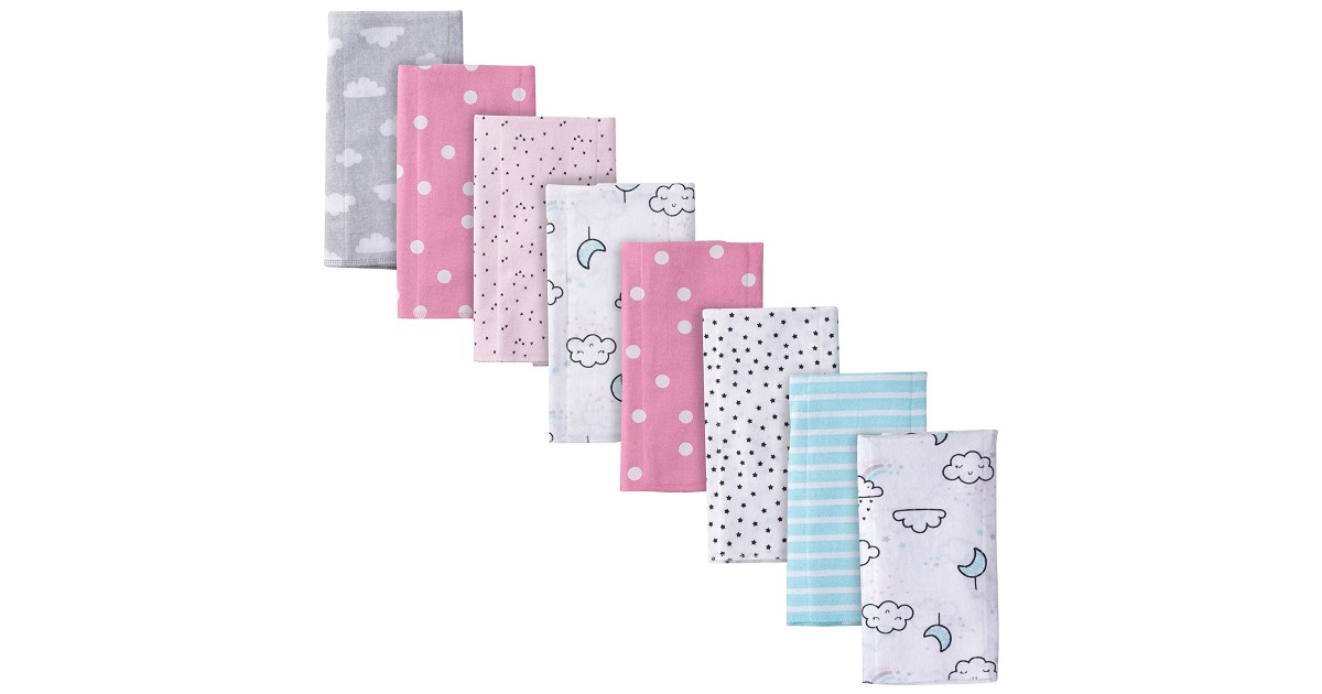 Gerber Baby Girls’ Flannel Burp Cloths 8-Pk