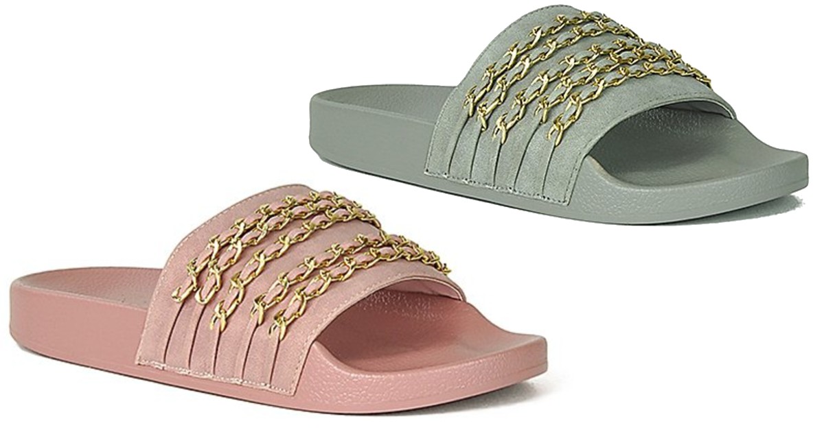 Mauve Chain-Accent Sandy Slide at Zulily