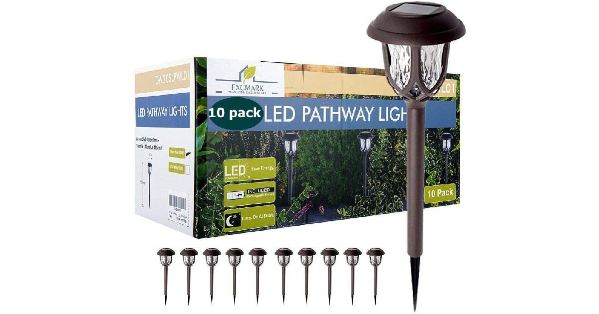 Outdoor Solar Pathway Lights 10-Pack 