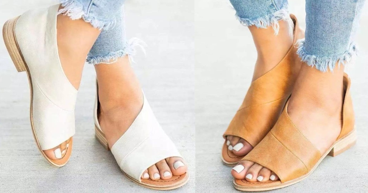 Women's Side Cut Wrap Open Toe Flat Sandal