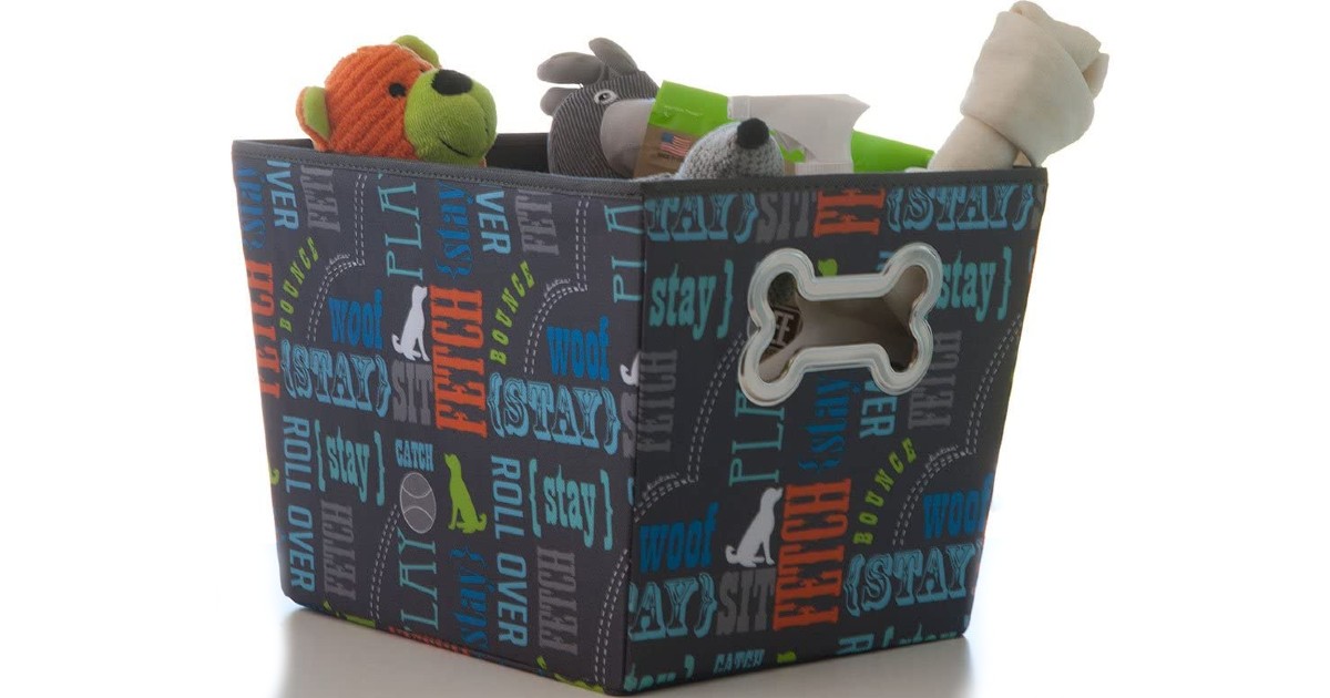 Paw Prints Fabric Pet Toys Bin