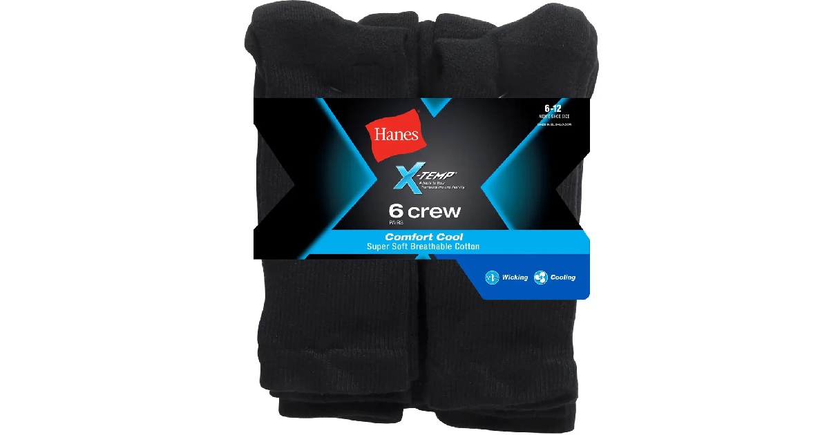 Hanes Men's 6Pack Odor Control Cool Socks Only 5 (reg 10) Daily