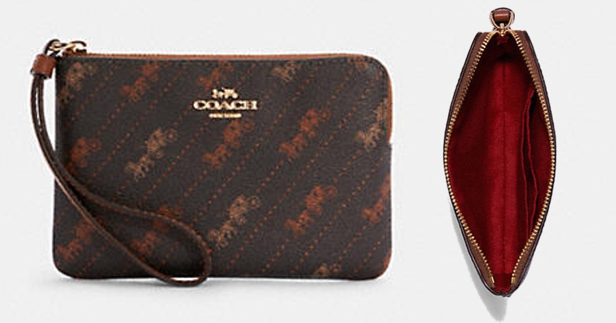 Coach Wristlet w/ Horse And Carriage Dot Print 