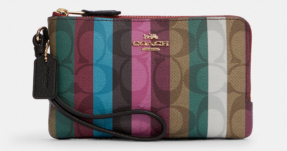 Coach Signature Canvas w/Stripe Wristlet $44.80 (Reg. $128)