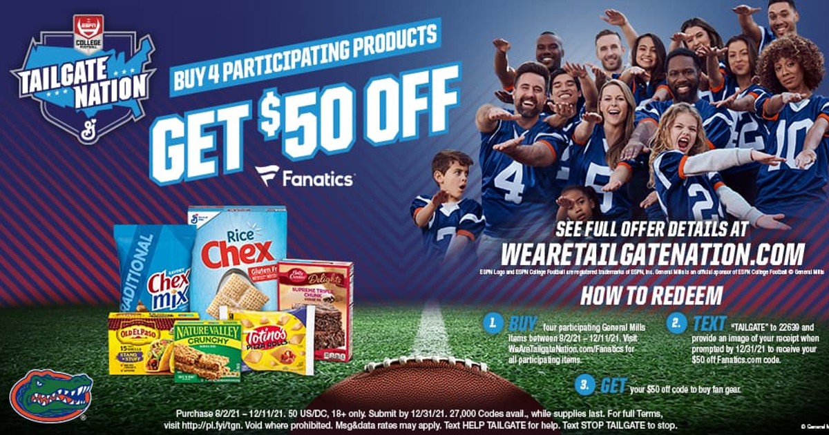 free fanatics gift card general mills purchase