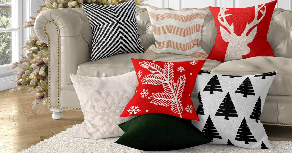 Farmhouse Embroidered Holiday Pillow Cover ONLY $6.99 (Reg. $17)