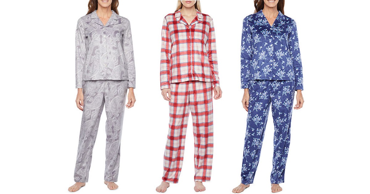 Adonna Womens Fleece Pant Pajama Set 2-pc 