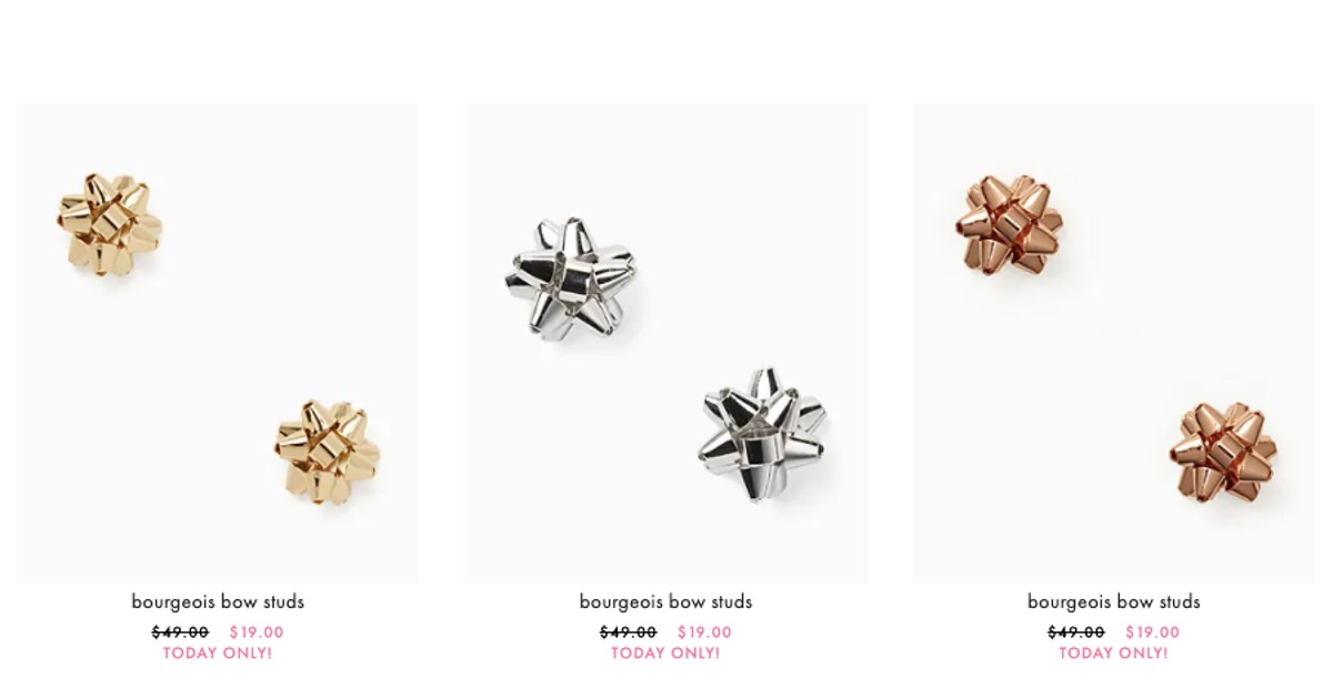 Kate Spade Bourgeois Bow Studs ONLY $19 (Reg. $49)