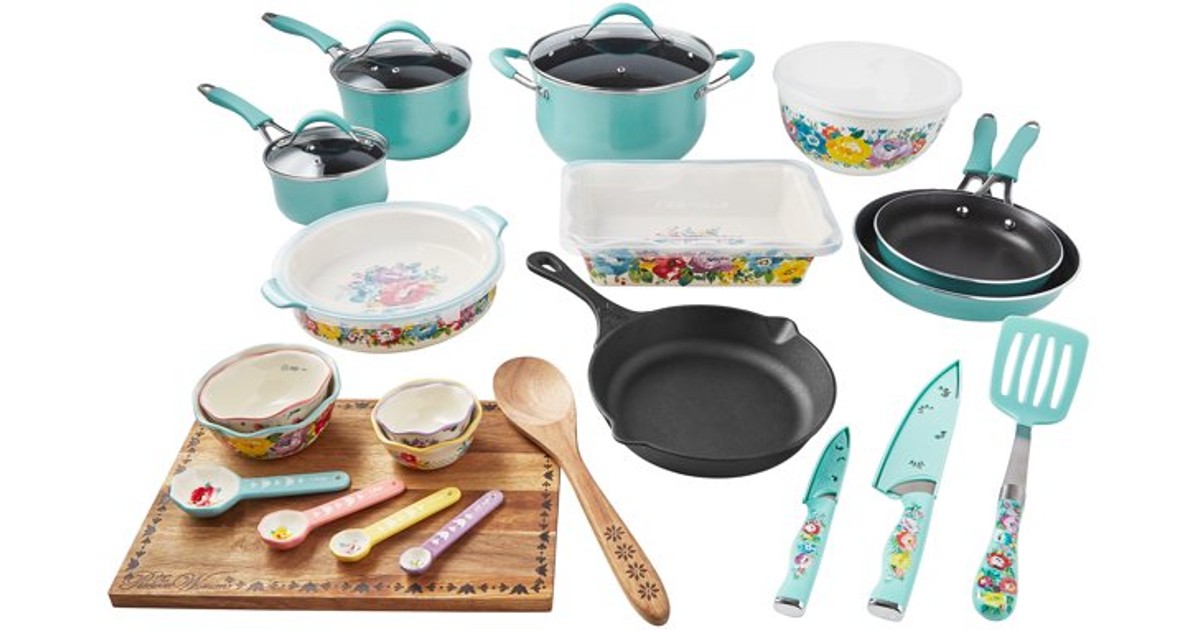 The Pioneer Woman Sweet Romance 30Pc Cookware Set ONLY 79 Daily
