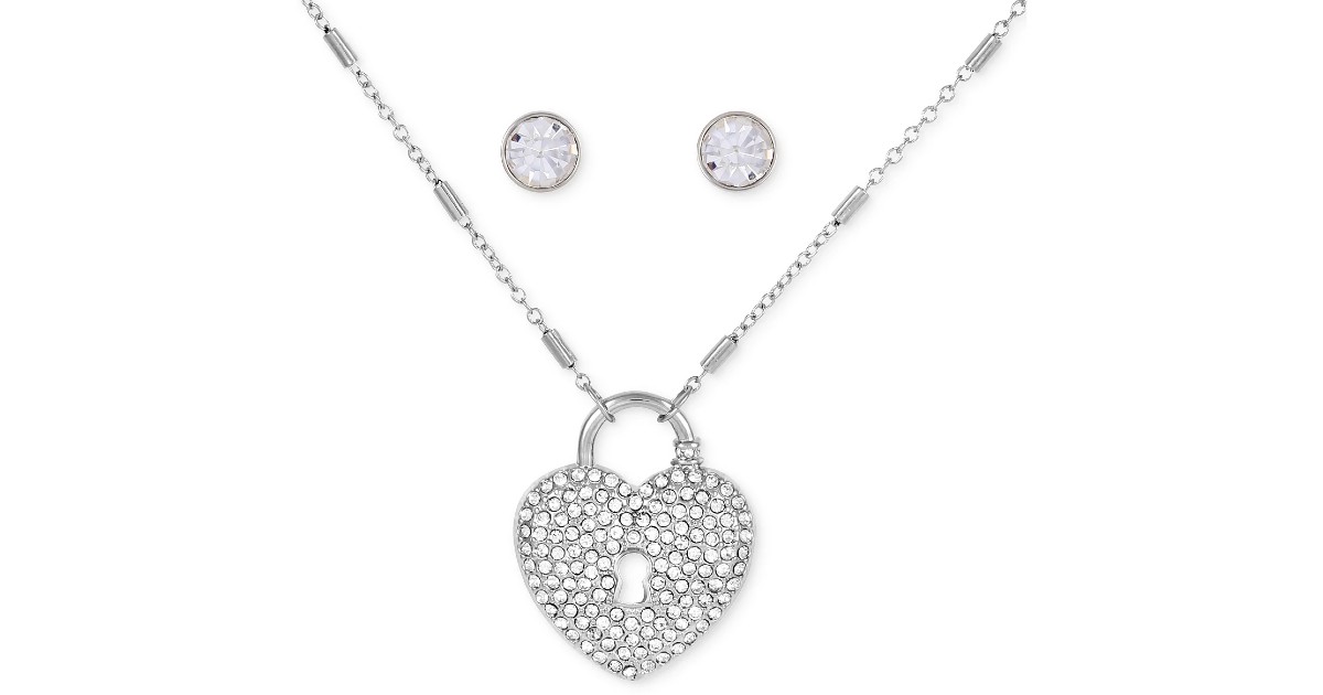 GUESS 2Pc Set Heart Lock Pendant Necklace ONLY 9.99 (Reg 25) Daily