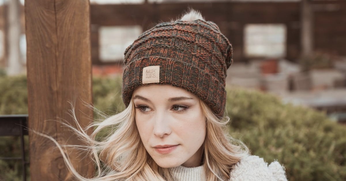 MUK LUKS Patch Pom Cuff Hat ONLY $11.99 