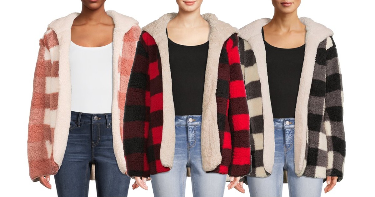 Plaid Faux Sherpa Jacket 