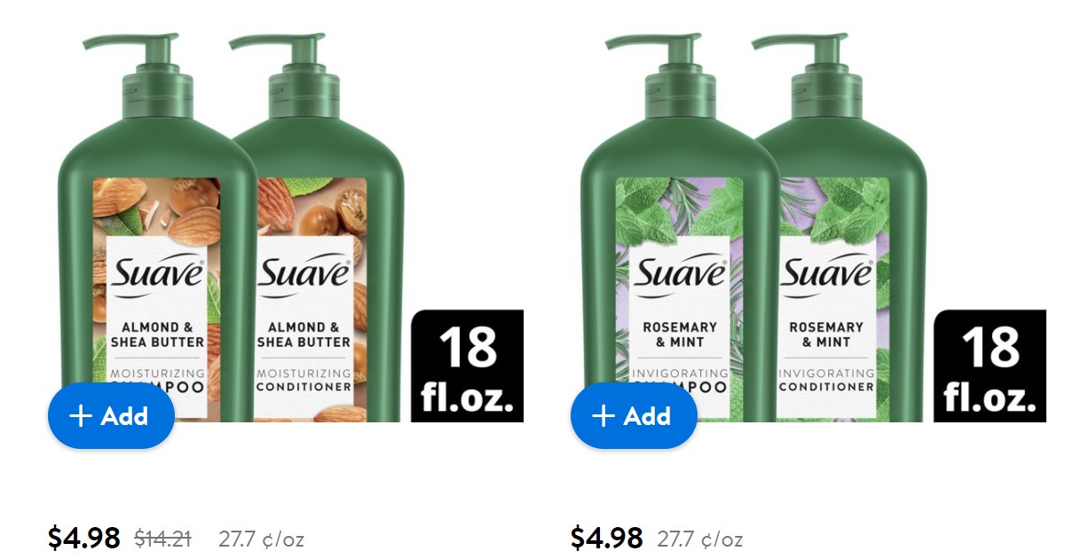 suave shampoo conditioner set at walmart