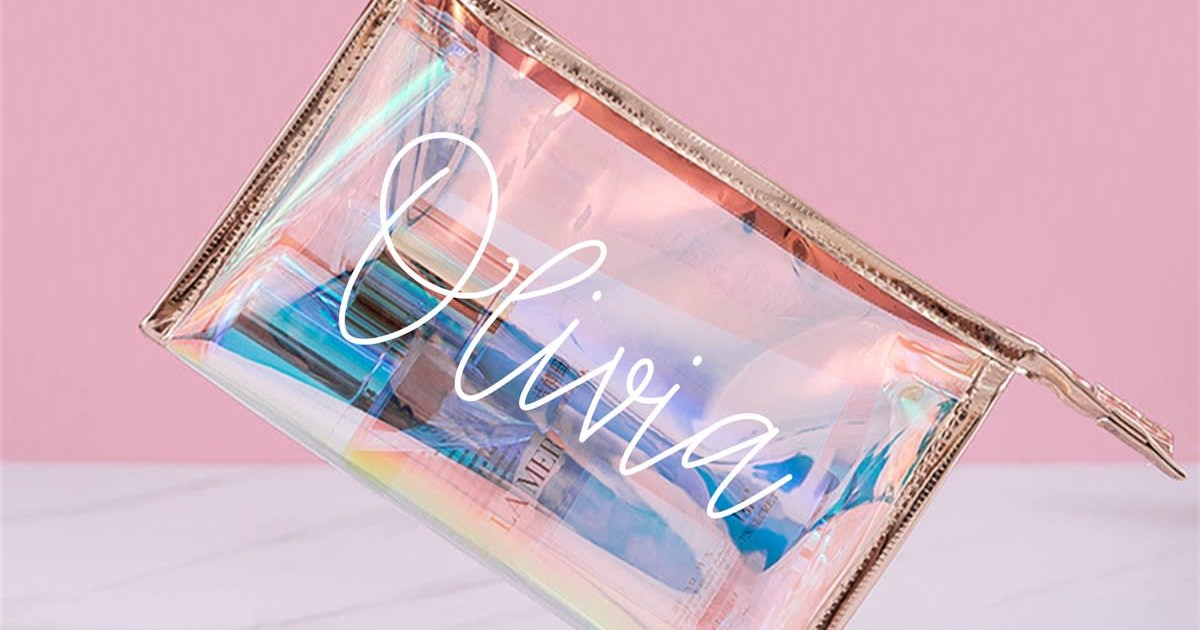 Clear Holographic Personalized Makeup Bag