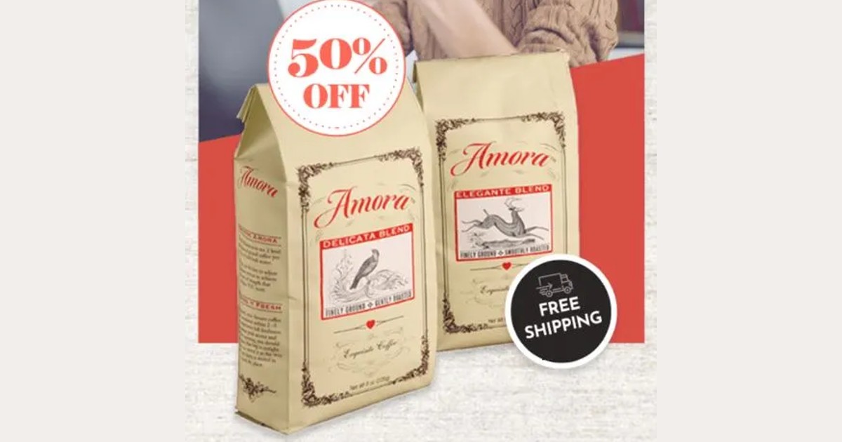 Amora Coffee 50% Off and FREE.