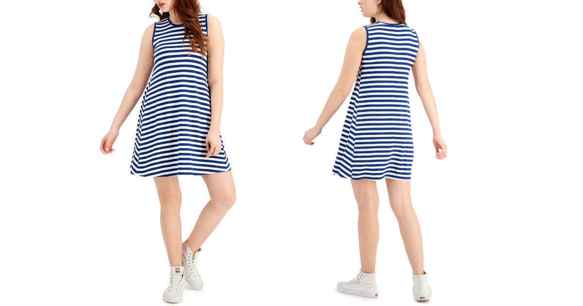 Style & Co Striped Sleeveless Dress 