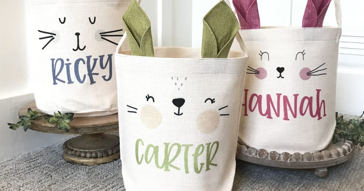 Personalized Linen Easter Basket
