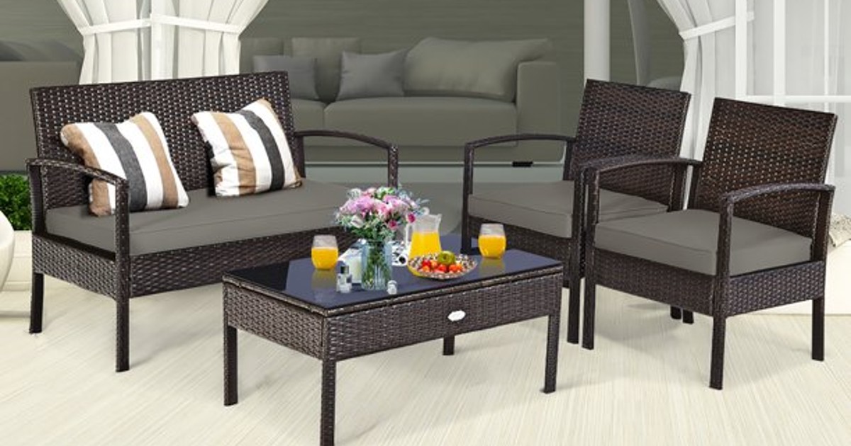 Costway 4-Piece Wicker Patio Set