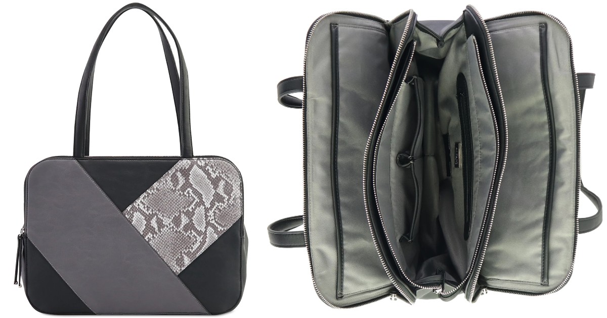 Jeaniee Patchwork Satchel Black at Macy's