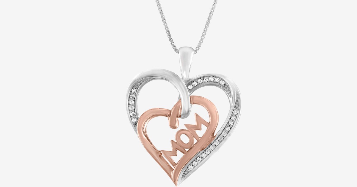 MOM Heart Necklace in Sterling Silver