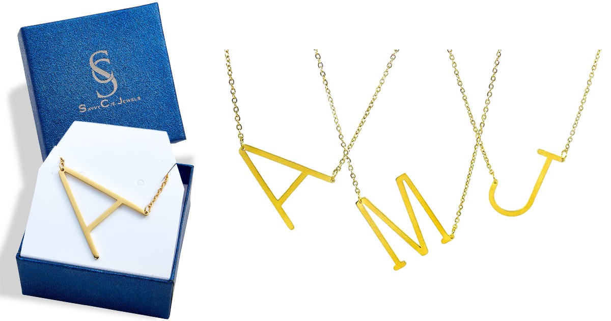 Gold Plated XL Initial Necklace