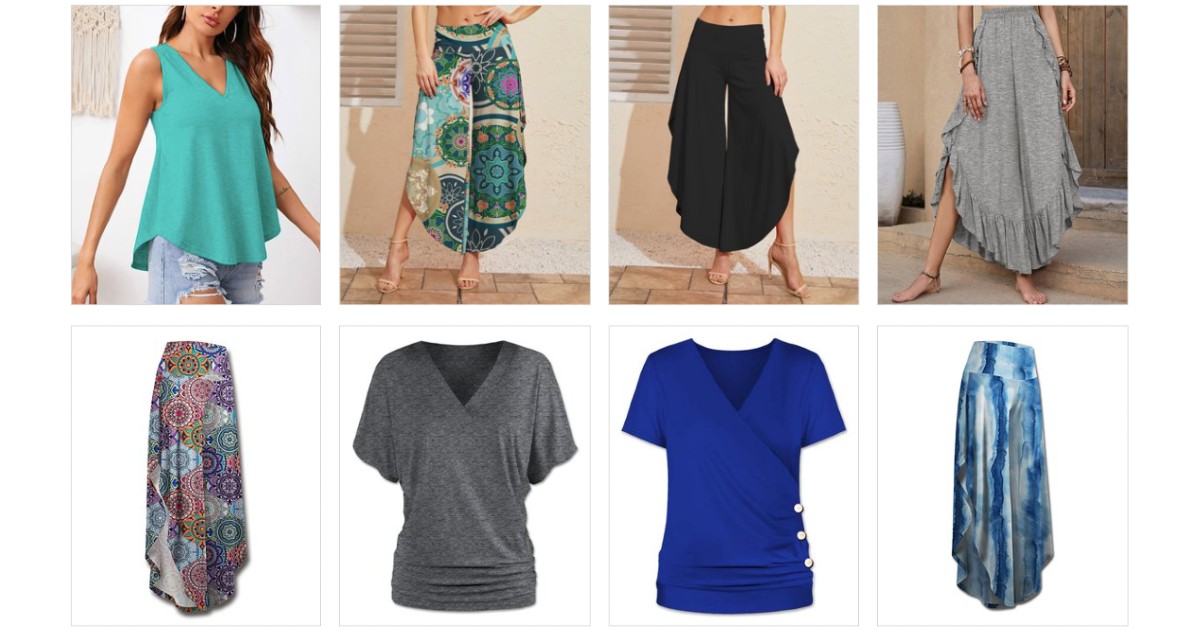 Palazzo Pants + Tops Starting at 18.99 + 15 Off at Checkout Daily