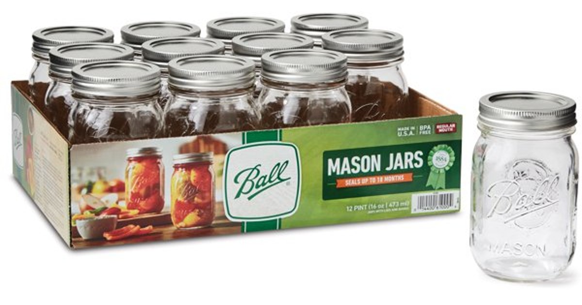 Ball Glass Mason Jar Set 12-Co...