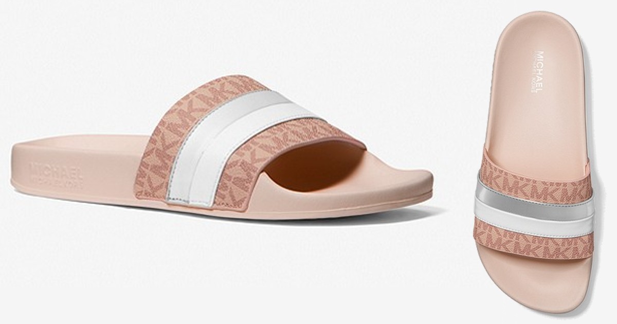 Michael Kors Metallic Striped Slides