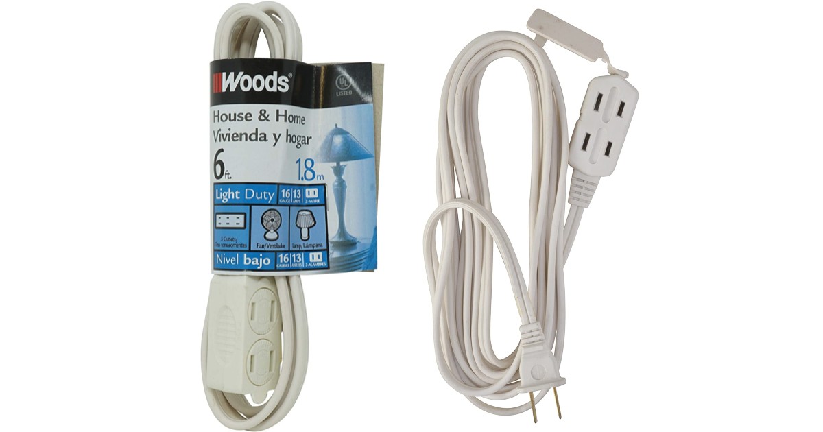 Woods 6-Foot Extension Cord White