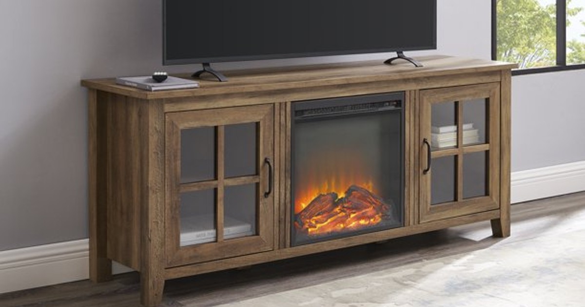 Manor Park Glass Door Fireplace TV Stand