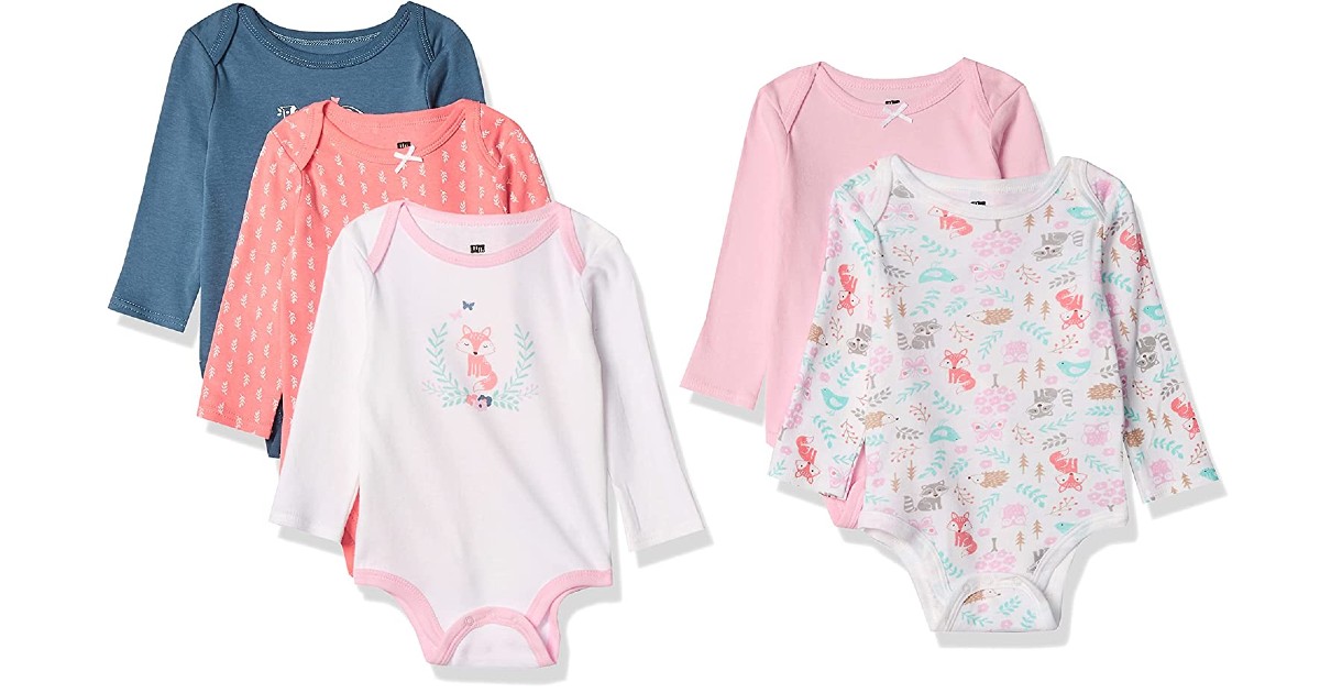 5-Pack Baby Long-Sleeve Bodysuits at Amazon