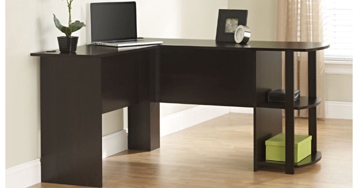 L-Shaped Desk with Bookshelves