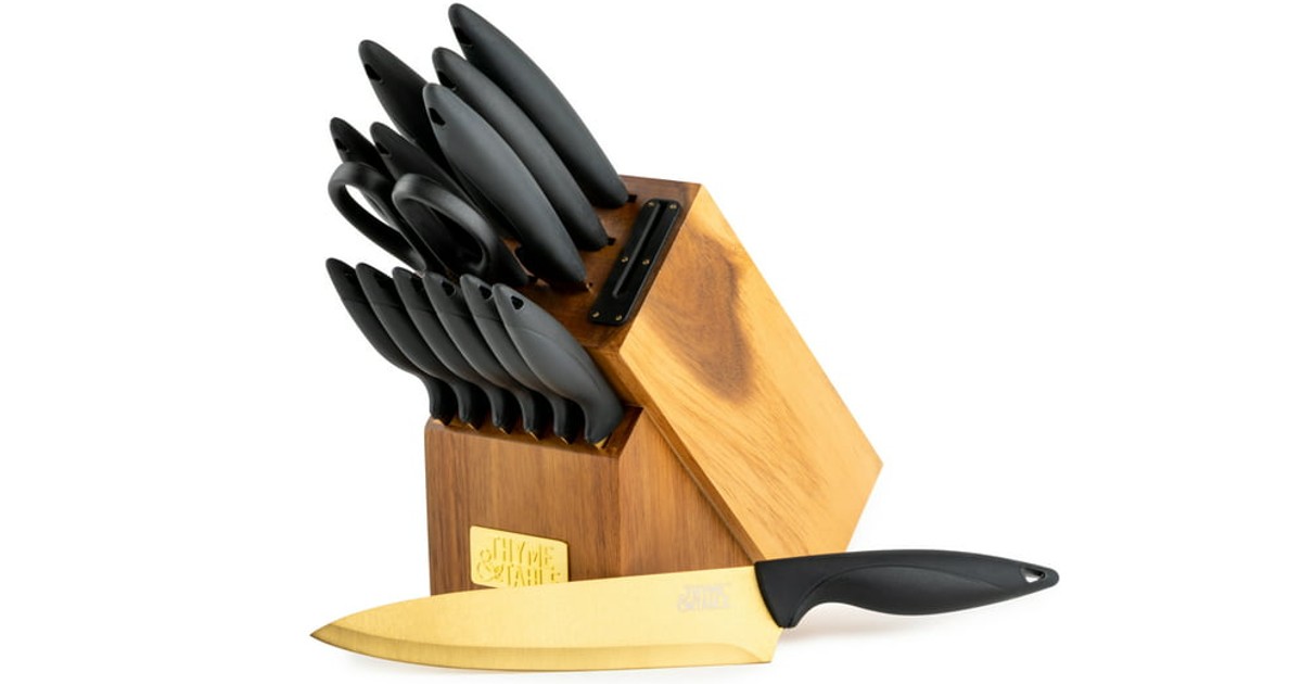 Thyme & Table Block 15-Piece Knife Set