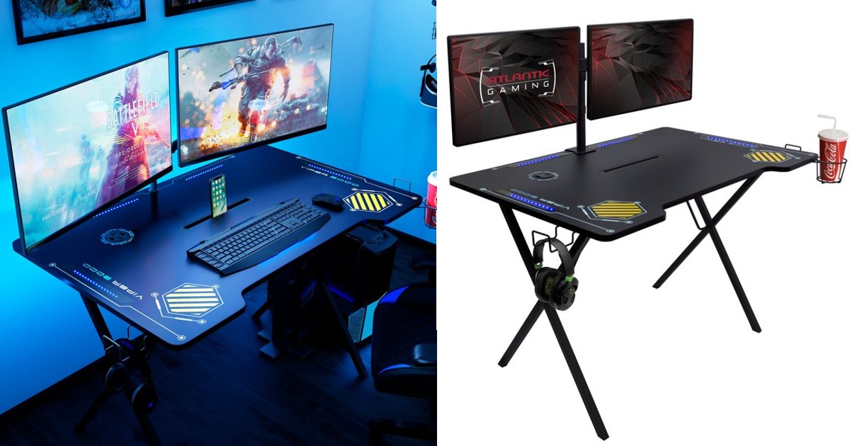Atlantic Viper Gaming Desk with LED Lights ONLY $75 (Reg $350)