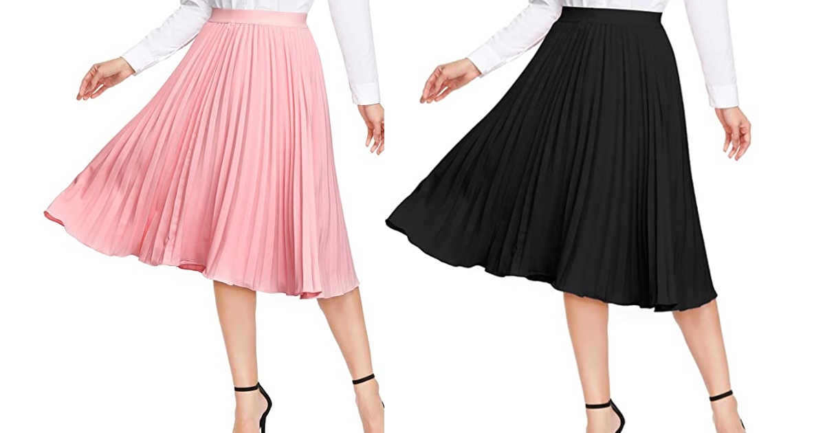 KANCY KOLE Women's Pleated Midi Skirt at Amazon