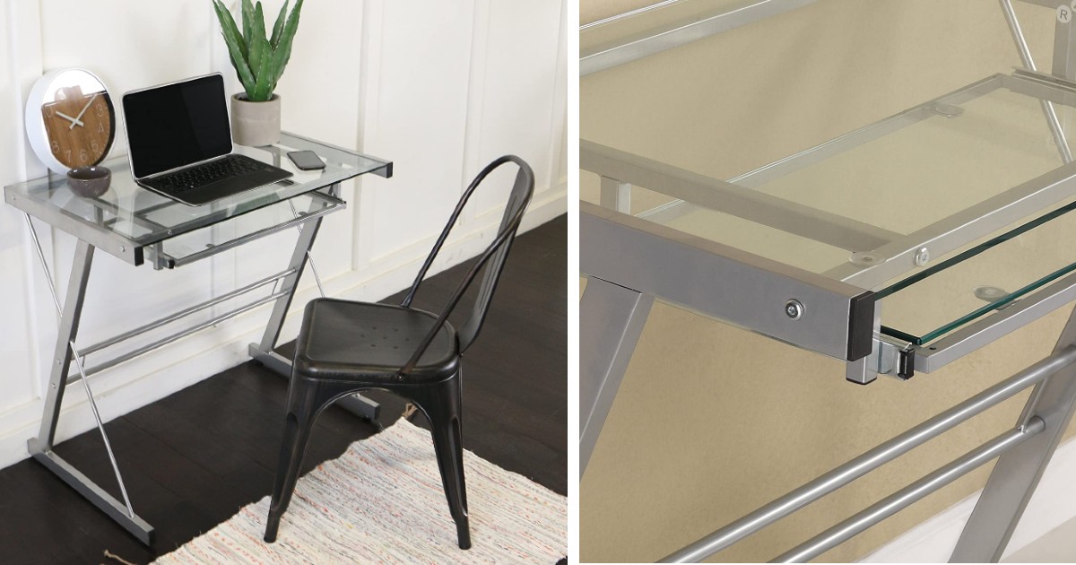 Walker Edison Metal and Glass Desk ONLY 40.05 (Reg 155) Daily Deals