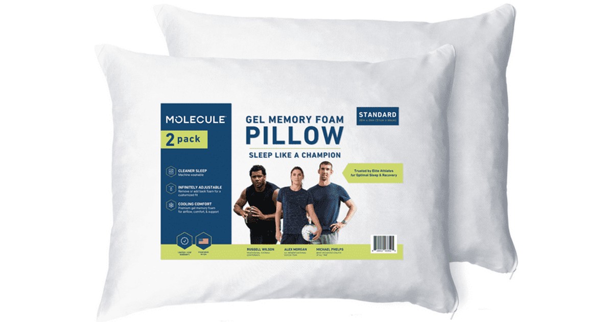 Molecule Gel Memory Foam Pillow 2Pack ONLY 15 (Reg 60) Daily Deals